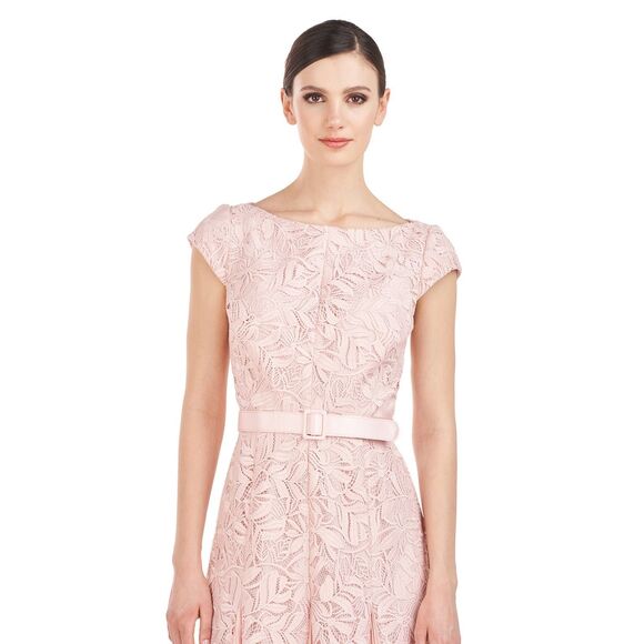 Kay Unger Angelina Lace Belted Midi-Dress - Picture 4 of 11